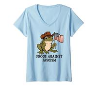 Mujer Frogs Against Fascism Anti-Fascism Frog Off to Fight Fascism Camiseta Cuello V