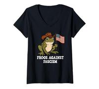 Mujer Frogs Against Fascism Anti-Fascism Off to Fight Fascism Frog Camiseta Cuello V
