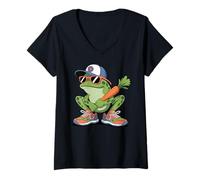 Mujer Frogs Amphibian Kids, Eating Taco Funny Frog Camiseta Cuello V