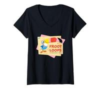 Mujer Froot Loops Desayuno Cereal Tucán Sam 1963 Retro Camiseta Cuello V