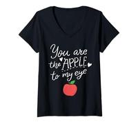 Mujer Fruit Apple Eye Love Romantic Lovely Gift Idea Apple of Eye Camiseta Cuello V