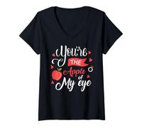Mujer Fruit Apple Eye Love Romantic Lovely Gift Idea Apple of Eye Camiseta Cuello V