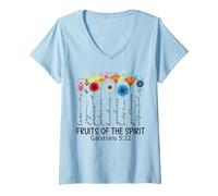 Mujer Fruits of The Spirit Gálatas 5 22 Verso de la Biblia Cristiano Camiseta Cuello V