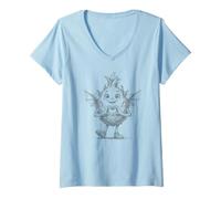 Mujer Fruta del dragón con corazón gráfico corazón símbolo lápiz Dibujo Camiseta Cuello V