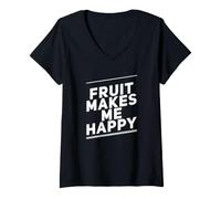 Mujer Fruta Me Hace Feliz Diversión Amor Frutas Frutas Frutas Divertidas Frutas Camiseta Cuello V
