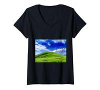 Mujer Frutiger Aero Meadow Aesthetic y2k 2000s Ironic Nostalgic Camiseta Cuello V