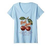 Mujer Fruto del Espíritu Crisitano Verso de la Biblia Vintage Cerezas Camiseta Cuello V