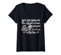 Mujer Frutos del Espíritu: Amor, Alegría, Paz y Bondad Camiseta Cuello V