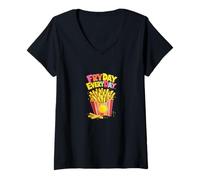Mujer Fryday es el día de la fritura Todos los días Camiseta Cuello V
