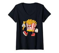 Mujer Fryday Everyday Retro Foodie, Funny French Fries Camiseta Cuello V