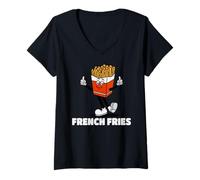 Mujer Fryday Everyday Retro Foodie, Funny French Fries Camiseta Cuello V