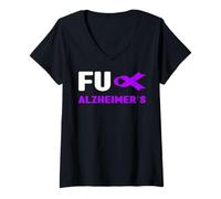 Mujer Fuck Alzheimer - Camisa de Fuck Demencia, Conciencia de Alzheimer Camiseta Cuello V