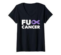 Mujer Fuck Cancer - Camiseta con Texto en alemán Fuck Esophageal Cancer Awareness Camiseta Cuello V
