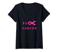 Mujer Fuck Cancer Censored Pink Breast Cancer Ribbon Walk, Apoyo Camiseta Cuello V