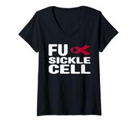 Mujer Fuck Sickle Cell Shirt - SCD Concientización sobre la Anemia de células falciformes Camiseta Cuello V