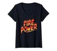 Mujer Fuego Power Llamas inspiradoras Bombero Bombero Camiseta Cuello V