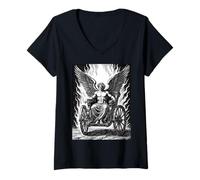 Mujer Fuego y caída El Ascenso de Belial Camiseta Cuello V