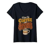 Mujer Fueled by Coffee and Second Graders Teacher Camiseta Cuello V