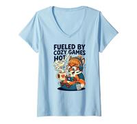 Mujer Fueled by Cozy Games Hot Fox Auriculares Camiseta Cuello V