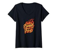 Mujer Fueled by Fire Design Intense Passion Flames Camiseta Cuello V