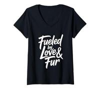 Mujer Fueled by Love and Fur Camiseta Cuello V