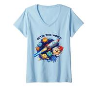 Mujer Fuera de Este Mundo. Lindo Planeta Amante del Espacio, Galaxia Astronauta Camiseta Cuello V