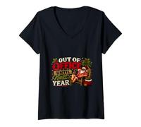 Mujer Fuera de la Oficina hasta el próximo año Divertido Humor de Vacaciones de Navidad Camiseta Cuello V