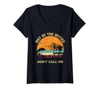 Mujer Fuera de la Oficina No me llames Vendimia Jubilación Retirado Camiseta Cuello V