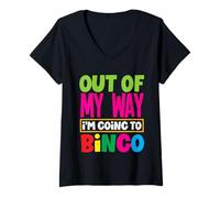 Mujer Fuera de mi Camino voy a la Aventura Divertida de Bingo Camiseta Cuello V