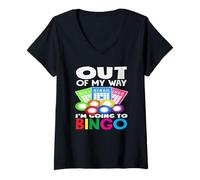 Mujer Fuera de mi camino voy a la diversión del jugador de bingo Camiseta Cuello V