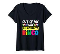 Mujer Fuera de mi camino voy al jugador de bingo Camiseta Cuello V