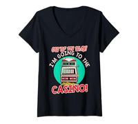 Mujer Fuera de mi Camino yendo al Juego de máquinas tragamonedas de Regalo del Casino Camiseta Cuello V