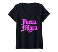 Mujer Fuera Migra México Inmigración Mexicana Activista Chicano Raza Camiseta Cuello V