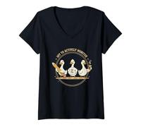 Mujer Fuera para monitorear activamente el día de Las Pruebas del Maestro Ganso Camiseta Cuello V
