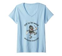 Mujer Fuera para ser Raro y Construir Personaje de Dibujos Animados Retro de Rana Camiseta Cuello V