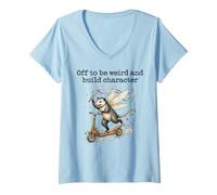 Mujer Fuera para ser Raro y Construir Personaje Divertido zarigüeya Meme Camiseta Cuello V