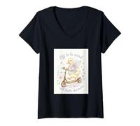Mujer Fuera para ser Raro y Construir Personaje Duck Fairy Scooter Camiseta Cuello V