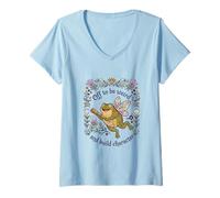 Mujer Fuera para ser Raro y Construir Personaje Frog Fairy Floral Camiseta Cuello V