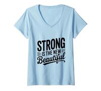 Mujer Fuerte es la Nueva y Hermosa Cita de empoderamiento Camiseta Cuello V