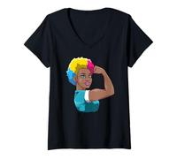 Mujer Fuerte Mujer Negra Pansexual, Orgullo Y Poder. Camiseta Cuello V