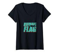 Mujer Fuerza de Bandera Humana a través del Poder Camiseta Cuello V