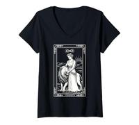 Mujer Fuerza Mayor Arcanos Tarot Cartas Leo Zodiaco Oculto Astrología Camiseta Cuello V