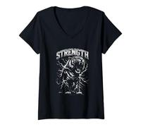 Mujer Fuerza Tigre Rugiente Rayo Poderoso Animal Sal Camiseta Cuello V