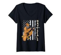 Mujer Fuerzas Tácticas de Élite Tributo Patriótico Camiseta Cuello V