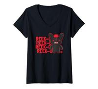 Mujer Fuggler Reek-O Negro Peludo Fuggs Monstruo Texto Camiseta Cuello V