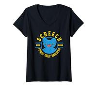 Mujer Fuggler Screech Blue FuggGlow Divertido Monstruo Feo Camiseta Cuello V