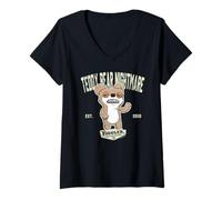 Mujer Fuggler Teddy Bear Nightmare Beige Originals College Sports Camiseta Cuello V