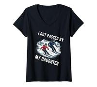 Mujer FUI Pasado por mi Hija Divertido esquí esquí Marido papá Camiseta Cuello V