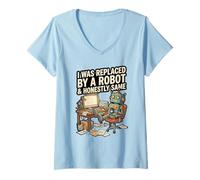 Mujer FUI reemplazado por un Robot y honestamente lo Mismo Camiseta Cuello V