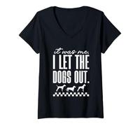 Mujer Fui yo, dejé salir a los perros gracioso Camiseta Cuello V